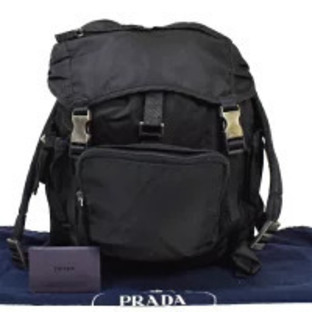Prada Backpack Daybag Rucksack Bag Black Canvas
